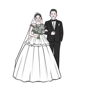 婚礼q版手绘头像定制漫画卡通人物结婚纱照人形立牌设计