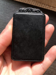 新疆和田玉白底墨玉籽料无事牌吊坠46牌