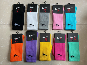 【五双装】耐克nike网红标志logo袜子彩色中长筒ins潮