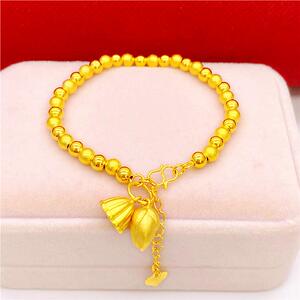 周大福焕美18k金莲蓬莲子传承转运珠手链女16k黄金珠珠手串