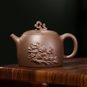 镇店重器-王彬宇石墩原矿青灰泥宜兴紫砂壶泥绘太湖石收藏器180cc