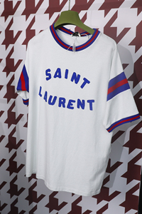 全新 saint laurent slp 新款植绒 白色短袖