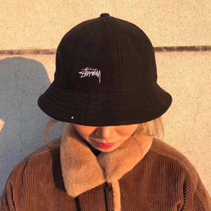 st*ssy  小刺绣 摇粒绒 渔夫帽情侣款 黑色 全新