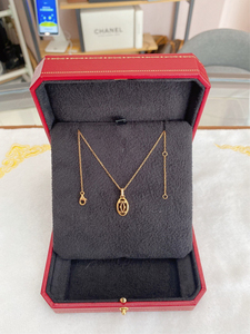 cartier卡地亚18k玫瑰金镶钻小贝壳logo项链,吊坠