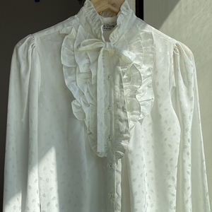 古着vintage衬衫暗纹法式宫廷领结木耳边维多利亚风格衬衫