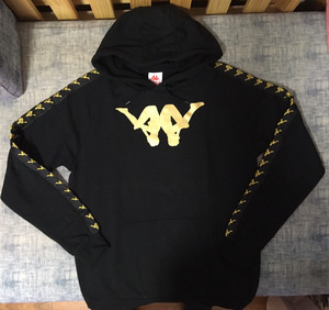 全新kappa背靠背烫金经典串标倒标纯棉卫衣帽衫.醒目烫金色