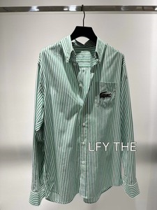LFY THE新款男友风条纹宽松版衬衫，清新又有活力的绿白条