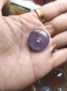 大杨树蓝玛瑙平安扣 直径22mm 水透可爱