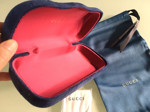 全新闲置古驰gucci黄色丝绒太阳眼镜墨镜近视光学眼镜架盒子