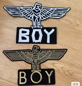 boy大尺寸刺绣标,(金色尺寸26*15),(白色尺寸29.