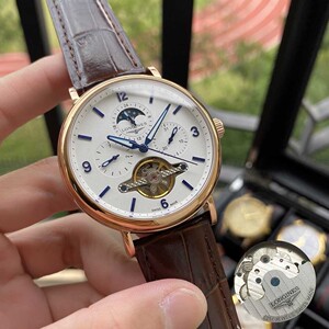 浪琴手表男六针月相陀飞轮系列全自动机械机芯腕表钢带皮带扣款