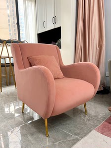 单人沙发 质量很好 使用两年 放客厅没人坐 烟粉色 金属腿