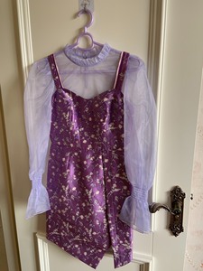 可可尼两件套连衣裙，正品，紫色，155.0码，穿过的，原价3