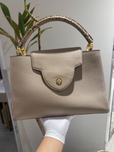 正品 95新 lv cpucries 蛇皮手柄 女士手提包