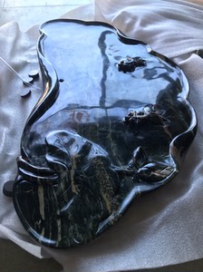 华安九龙壁墨绿色精品玉石茶盘,颜色非常完美,条纹漂亮,尺寸9