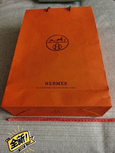 爱马仕手提纸袋香水礼品衣服围巾皮带盒hermes原版礼品购物袋子0人