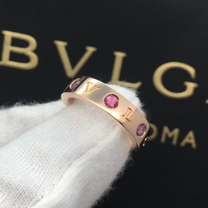 bvlgari宝格丽玫瑰金宽版彩宝56号戒指国内尺寸16号