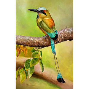 【朝鲜油画】白金哲《吉祥鸟》一级画家原作手绘油画风景收藏客厅