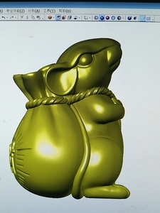 老鼠背钱袋圆雕图精雕图,电脑雕刻图,3d立体雕刻图stl 格