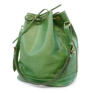 lv牛皮epi水波纹单肩斜挎包流浪包水桶包大号绿色男女款中古