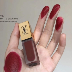 ysl圣罗兰哑光唇釉#08牛血色姨妈色金盖唇釉