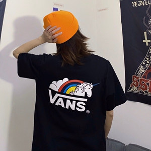 vans/万斯彩虹独角兽短袖t恤男女情侣款