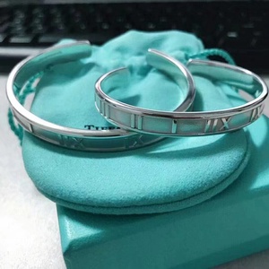 中古二手 tiffany925纯银atlas罗马数字开口手镯