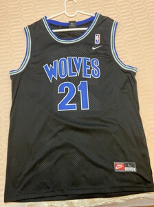 nba 凯文加内特森林狼新秀赛季球衣,罕见款,客场黑色,刺