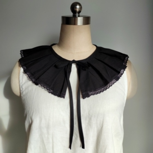 春夏森林日系女装手工褶皱棉线蕾丝边小披肩百褶假领子纯棉系带