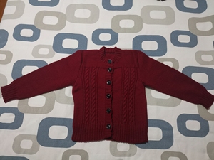 妈妈纯手工编织 手织女士毛衣 女士毛背心（枣红色）毛衣开衫1