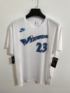 全新nba奇才队乔丹球衣短袖t恤速干处理,高弹力聚酯纤维吸汗