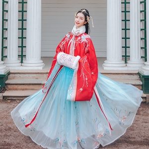 汉尚华莲千金裘交领外衣汉服女凤凰绣花大袖齐腰交领日常