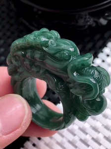 缅甸天然a货翡翠老坑冰润蓝水龙头戒指20.8圈口 水头好 玉