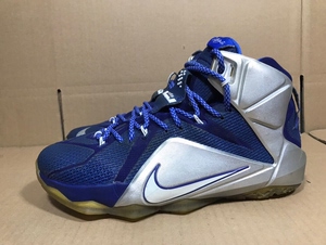 42码 二手正品耐克勒布朗12 詹姆斯12 银蓝高帮篮球鞋运