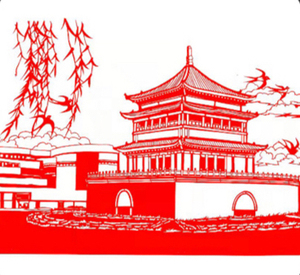 长安剪纸系列《钟楼》可刀