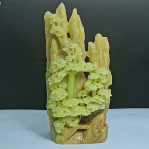 00绿涌江南淘宝山水封门青田石雕小摆件家园精美非遗艺术品楼阁亭台