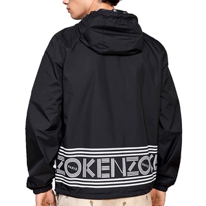 正品kenzo 高田贤三男士黑色经典连帽双面拉链夹克 9成新