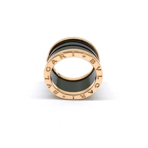 [9.8新]宝格丽B.ZERO1系列 玫瑰金 四环黑陶瓷戒指，尺码54