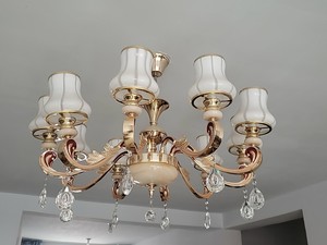 欧式客厅吊灯，10个头，家里用了一年，带光源150，不带光源