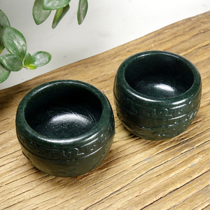 「诚意满满」和田玉青玉仿古酒杯246.18克