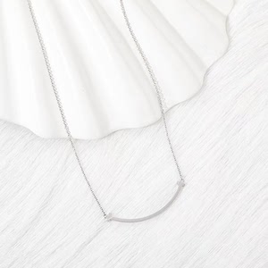 tiffany/蒂芙尼 小号 18k白金笑脸项链 单戴叠戴