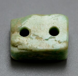 夏家店文化高古天河石珠二饼双孔长方配珠老玉古珠真品包老放漏品