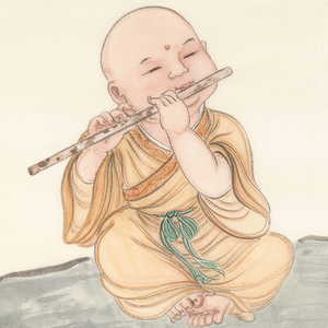 【新品特惠】 浙江美协杨德【湖山逍遥】小沙弥限量版画收藏礼物