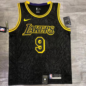 nba 湖人总冠军黑色9号隆多 隆指导热压带芯片球衣