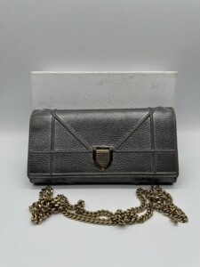 dior迪奥rama珠光银色金扣链条包零钱包女包,银色盾牌包