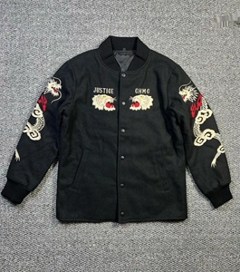 日本小众横须贺虎龙刺绣男毛呢夹克