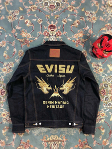 evisu 福神金色刺绣双龙头牛仔夹克外套