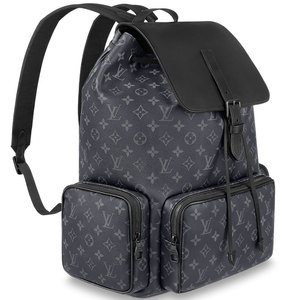 9新]lv黑色老花新款trio大号双肩包户外男包背包黑花书包