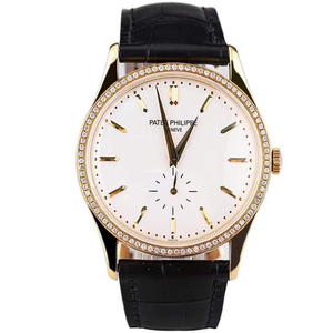 假一赔三[98新]百达翡丽古典表系列18k黄金镶钻5196j机械男表手表