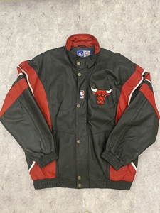 vintag古着starter芝加哥公牛队nba皮夹克外套全